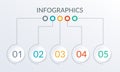 Step by step info graphic template. 5 options or level. Modern Timeline Infographic for business process, progress, presentation